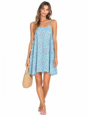 HELEN JON Boho Teal Paisley Maxi Dress with Spaghetti Straps
